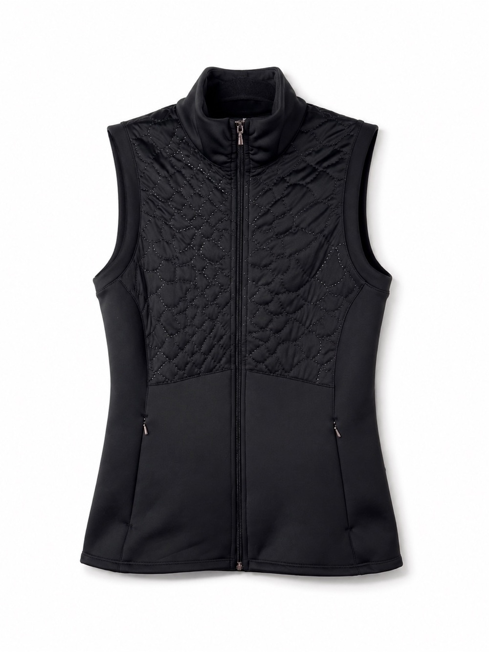 Calia Black Quilted Zip Front Vest XS Athletiesure Golf Outdoor Layering Chic